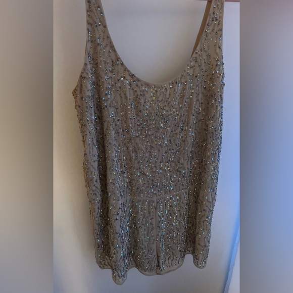 Zara Sequin Champagne Embellished romper, S - Picture 3 of 6